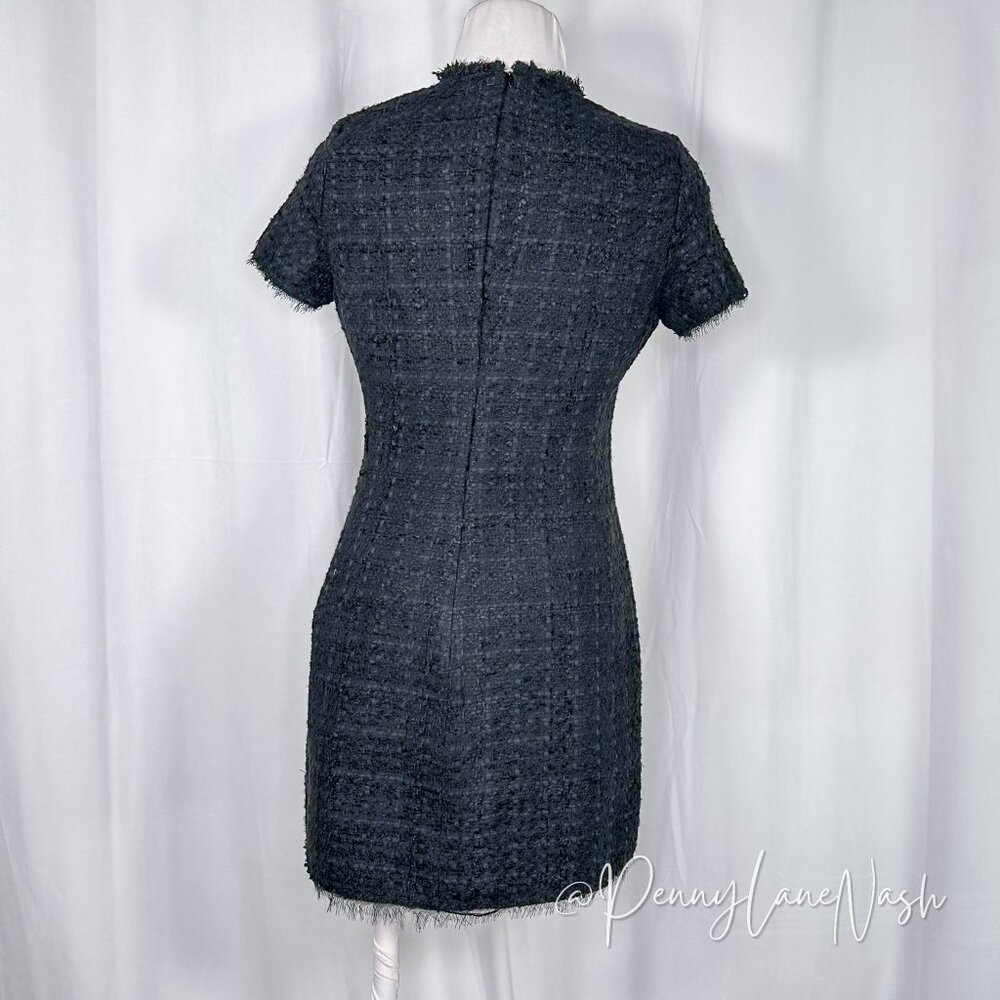 NWT Zara Structured Tweed Frayed Mini Dress Black - Picture 11 of 14